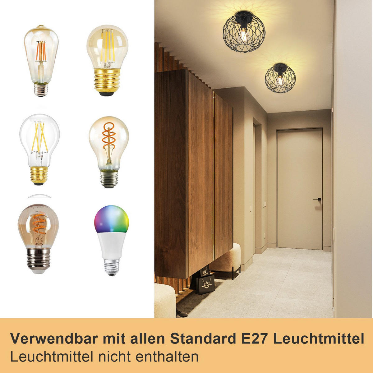 LED-DECKENLEUCHTE Emden 25/25/19 cm - Schwarz, Metall (25/25/19cm) - Nettlife