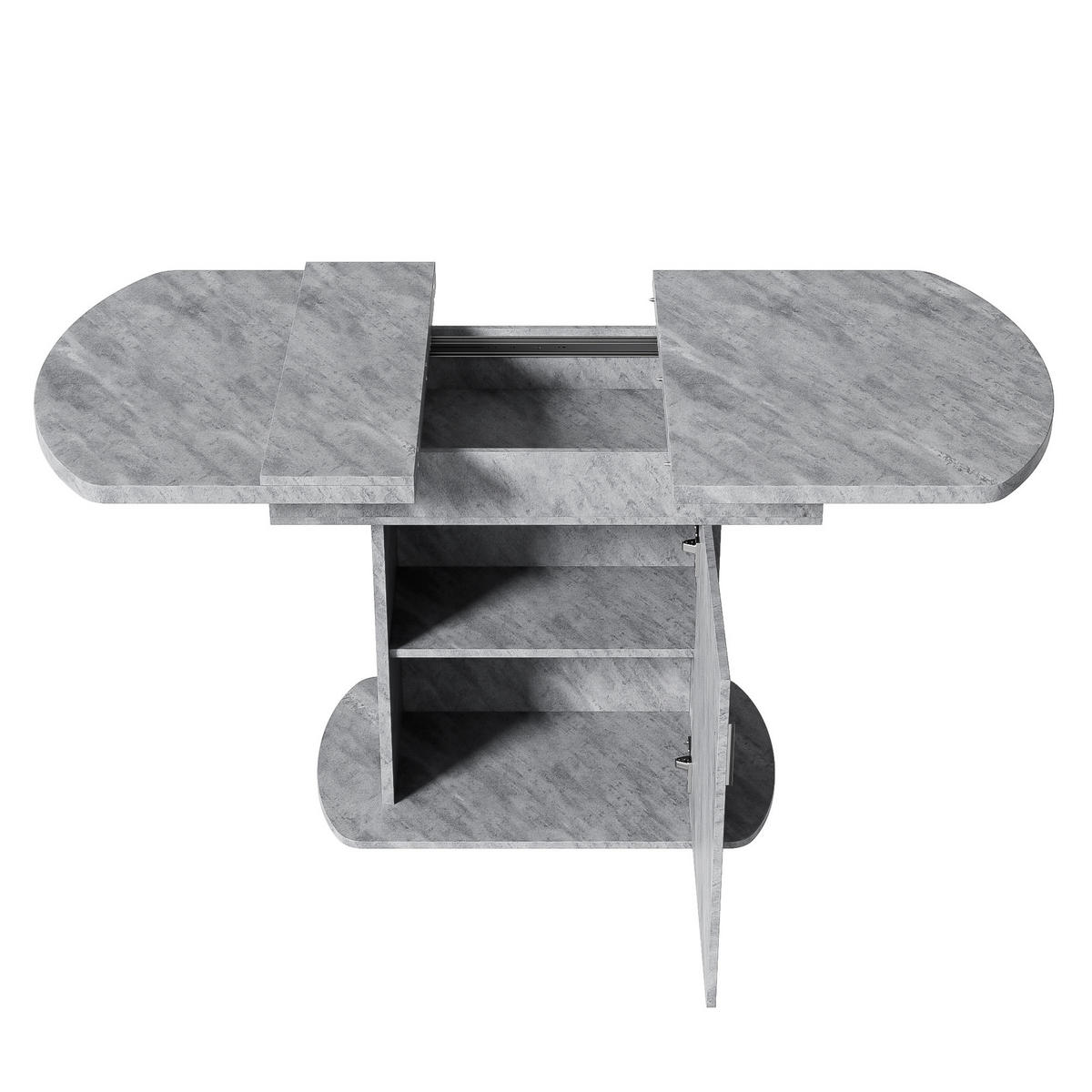 ESSTISCH oval 110/70/75 cm grau mit Stauraum und Metallgriff - Grau, Holzwerkstoff (130/70/75cm) - OKWISH