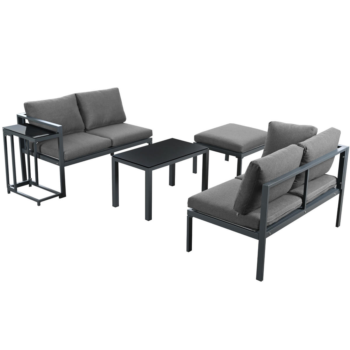GARTENLOUNGESSET Outdoor 5-tlg. Grau - Grau, Metall - ComfortXL