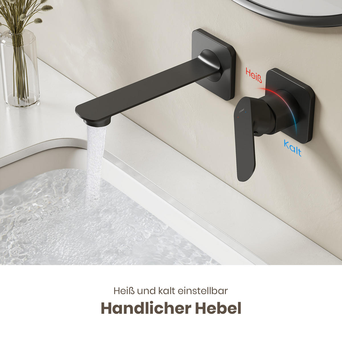WASCHTISCHARMATUR Modular Ventilkernzertifizierung Messing Schwarz Matt - Schwarz, Metall (12.7/11/23.3cm) - EMKE