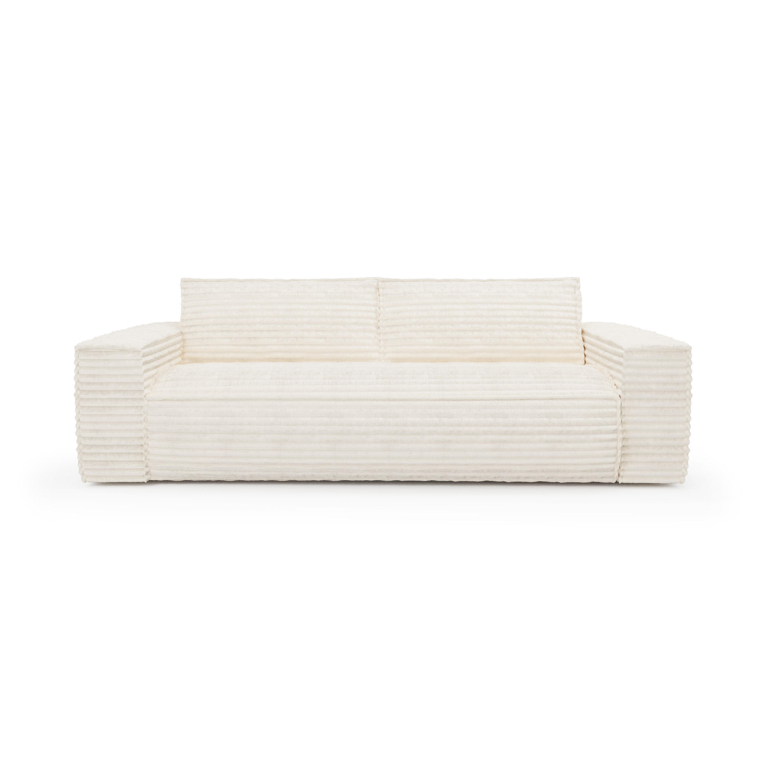 SCHLAFSOFA GERADE Gerippter Samt Creme 234cm - Creme, Textil (234/90/100cm) - Sia Home
