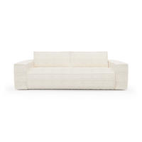 SCHLAFSOFA GERADE Gerippter Samt Creme 234cm - Creme, Textil (234/90/100cm) - Sia Home