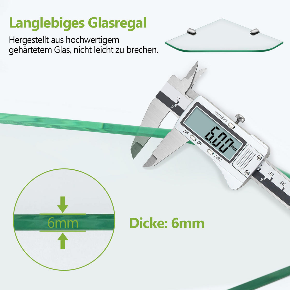 GLASABLAGE 23/23 cm Eckablage für Badezimmer Glas Transparent Chrom 3-tlg. - Transparent, Glas (23/0.6/23cm) - S'AFIELINA