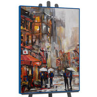GEMÄLDE Städtische Atmosphäre Schattenfugenrahmen Blau 120x80 cm - Blau, Holz (120/80cm) - YS-art gallery