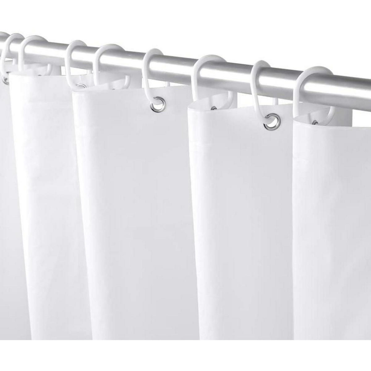DUSCHVORHANG PEVA Weiß 180 x 180 cm Set mit 12 Ringen - Weiß, Kunststoff (180/180cm)
