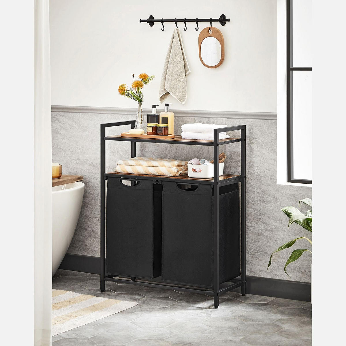 WÄSCHEKORB Erbil - Braun, Metall (33/91/73cm) - Hansiro