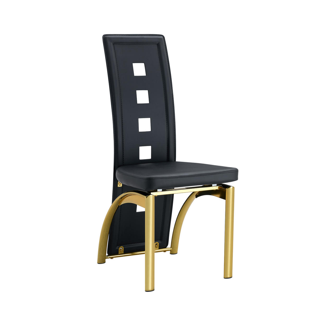 ESSGRUPPE DE-39452 5-teilig, Glastisch und 4 Stühlen mit Lochmuster Schwarz/Gold - Goldfarben/Schwarz, Metall (88/75/88cm) - ComfortXL