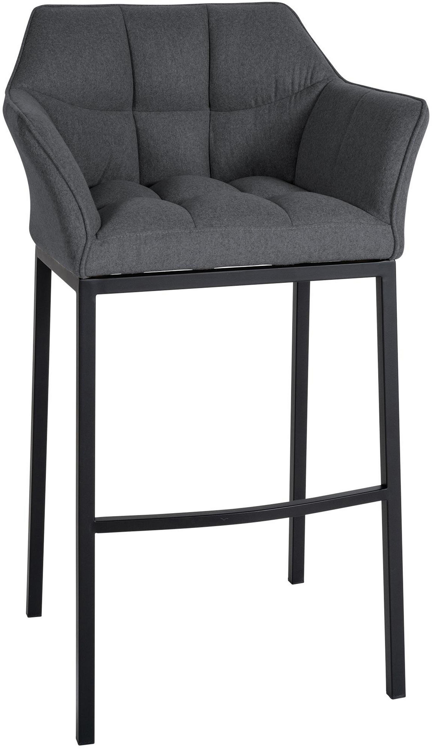 BARHOCKER Damaskus B Filz mit 4-Fuß Gestell grau - Schwarz/Grau, Textil/Metall (64/110/48cm) - TPFLiving