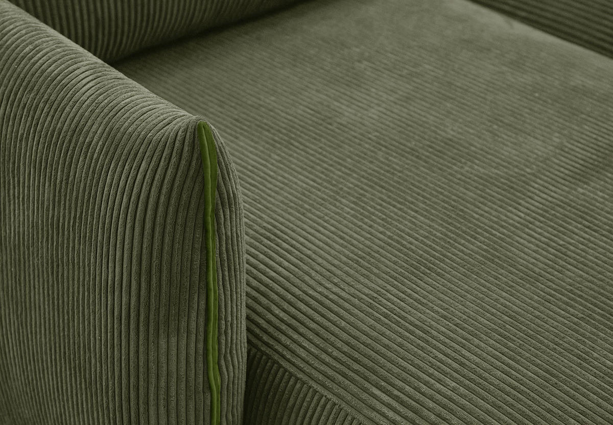 ECKSOFA TAUER 5-Sitzer, olivgrün - Schwarz/Olivgrün, Holzwerkstoff/Kunststoff (173/294cm) - Courtois Laville