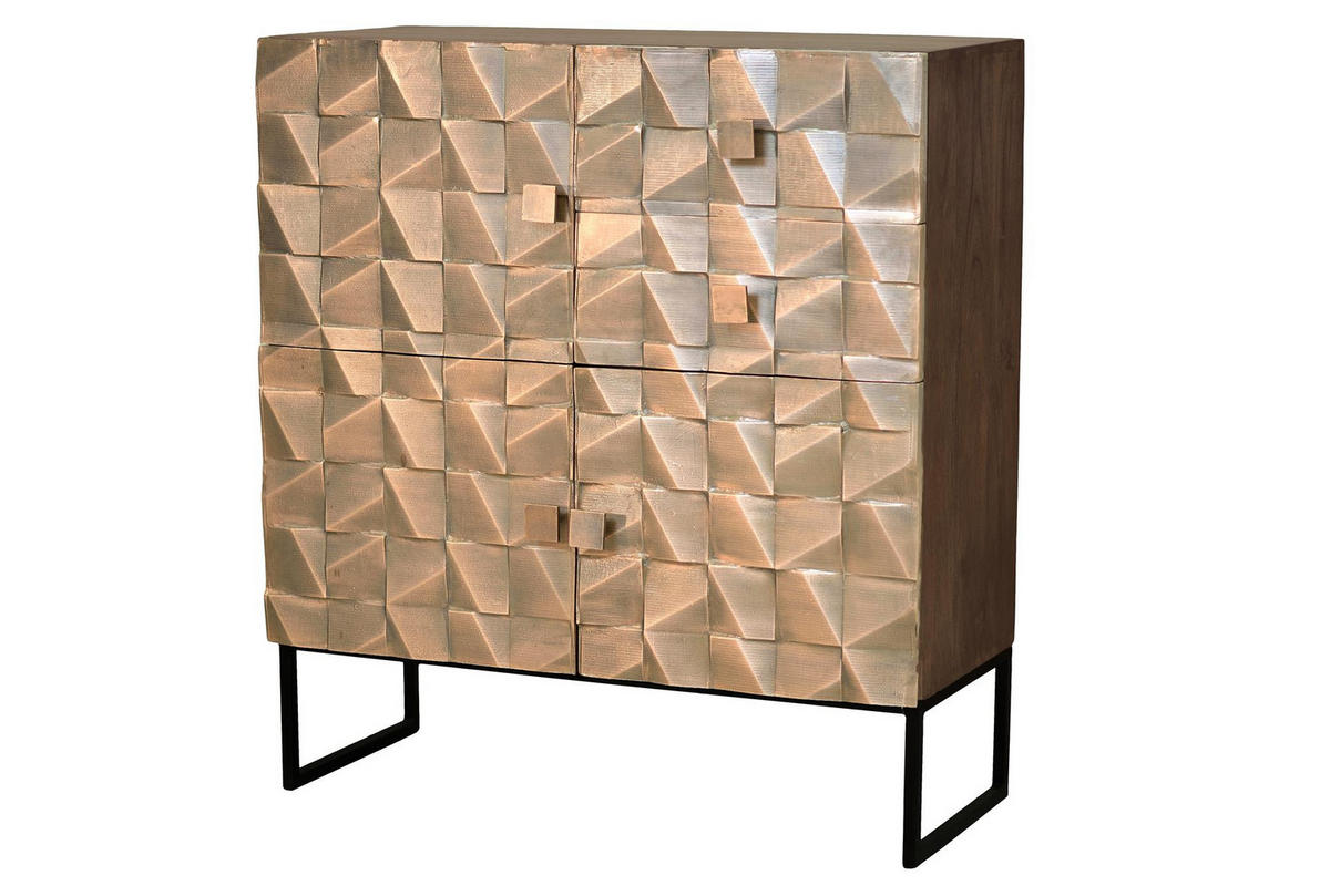 SIDEBOARD aus Mangoholz und Bronze - Dunkelbraun, Holz (42/110/100cm) - Giner y Colomer