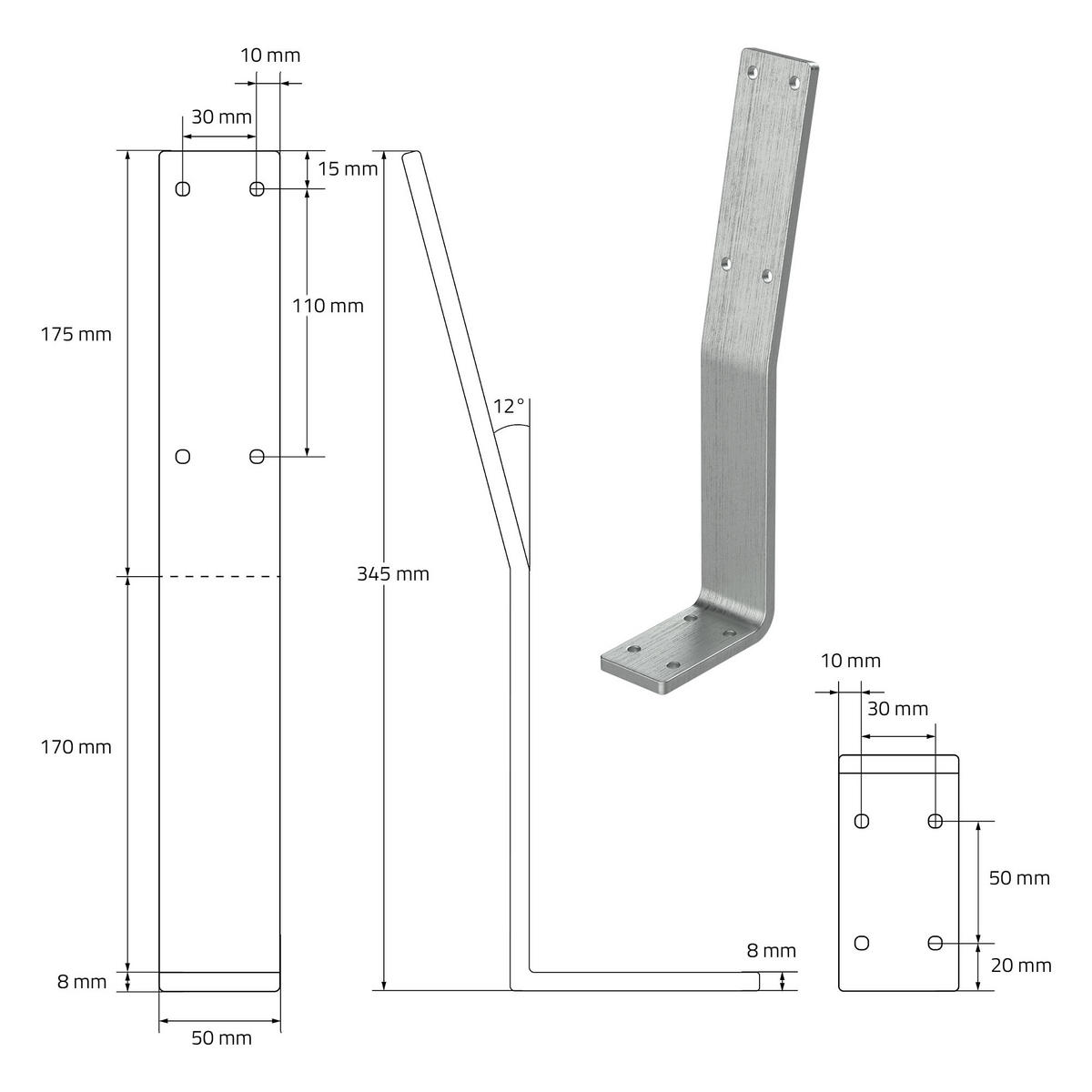 DRŽÁKY OPĚRKY - stříbrná, kov (5/34.5/10cm) - ML-DESIGN