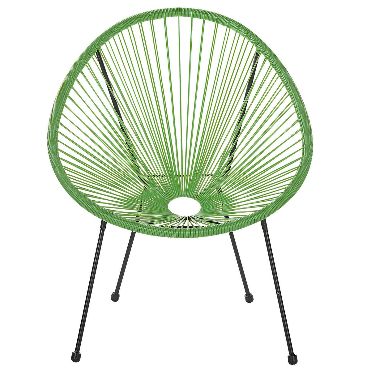 RATTANSTUHL Kunststoff grün 70 cm Acapulco II - Schwarz/Grün, Kunststoff (70/87/90cm) - Beliani