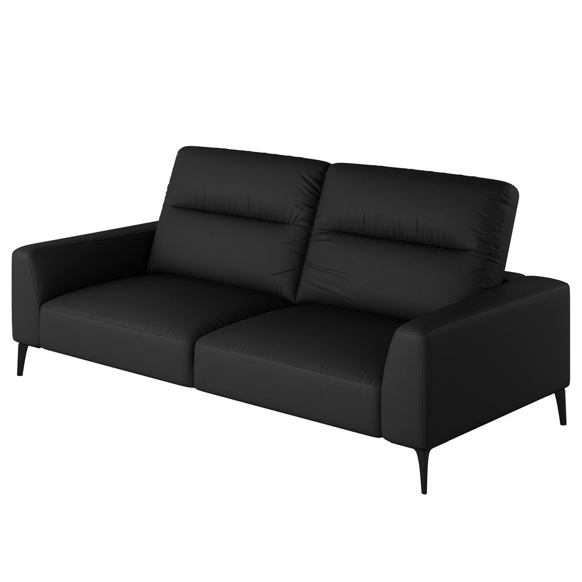 3-SITZER SOFA - Schwarz, Leder/Metall (233/73/107cm) - home24