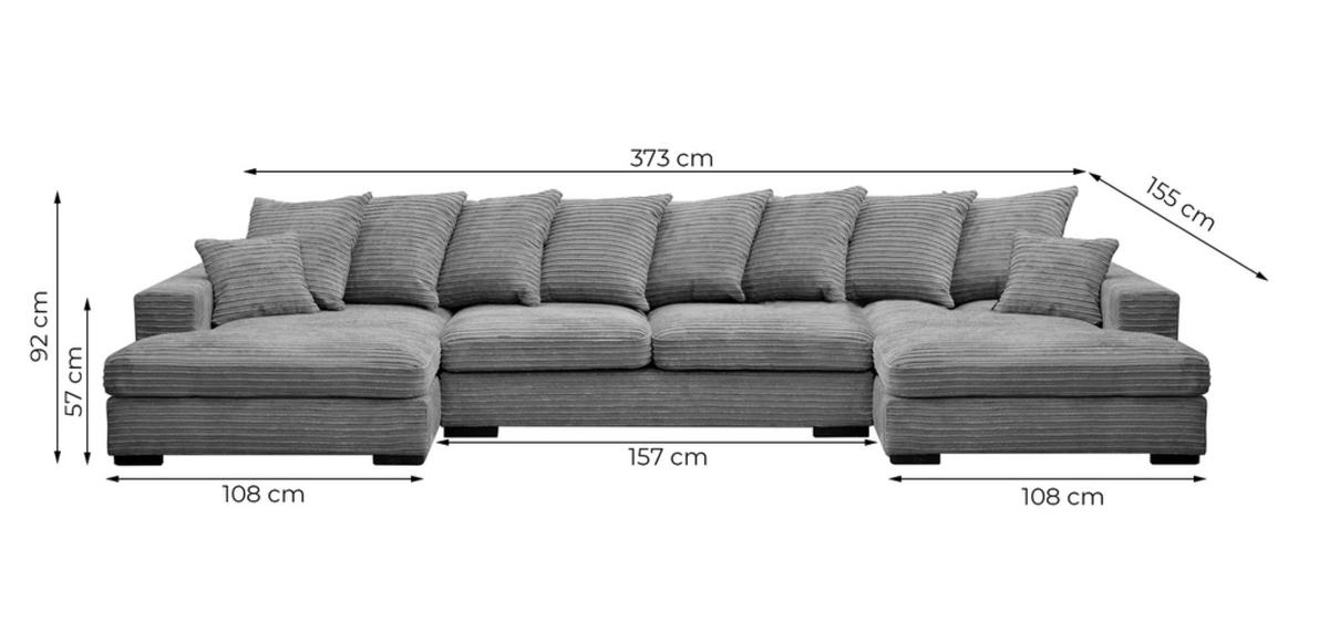 ECKSOFA mit Schlaffunktion und Bettkasten Couch U-form Gabon Stoff Zoom Graphit - Graphitfarben, Holz (373/155cm) - Kaiser Möbel