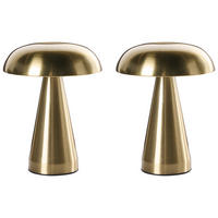 KABELLOSE LED Tischlampe 2er Set mit Dimmer Metall Gold Kulfo - Goldfarben, Metall (15/15/20cm) - Beliani