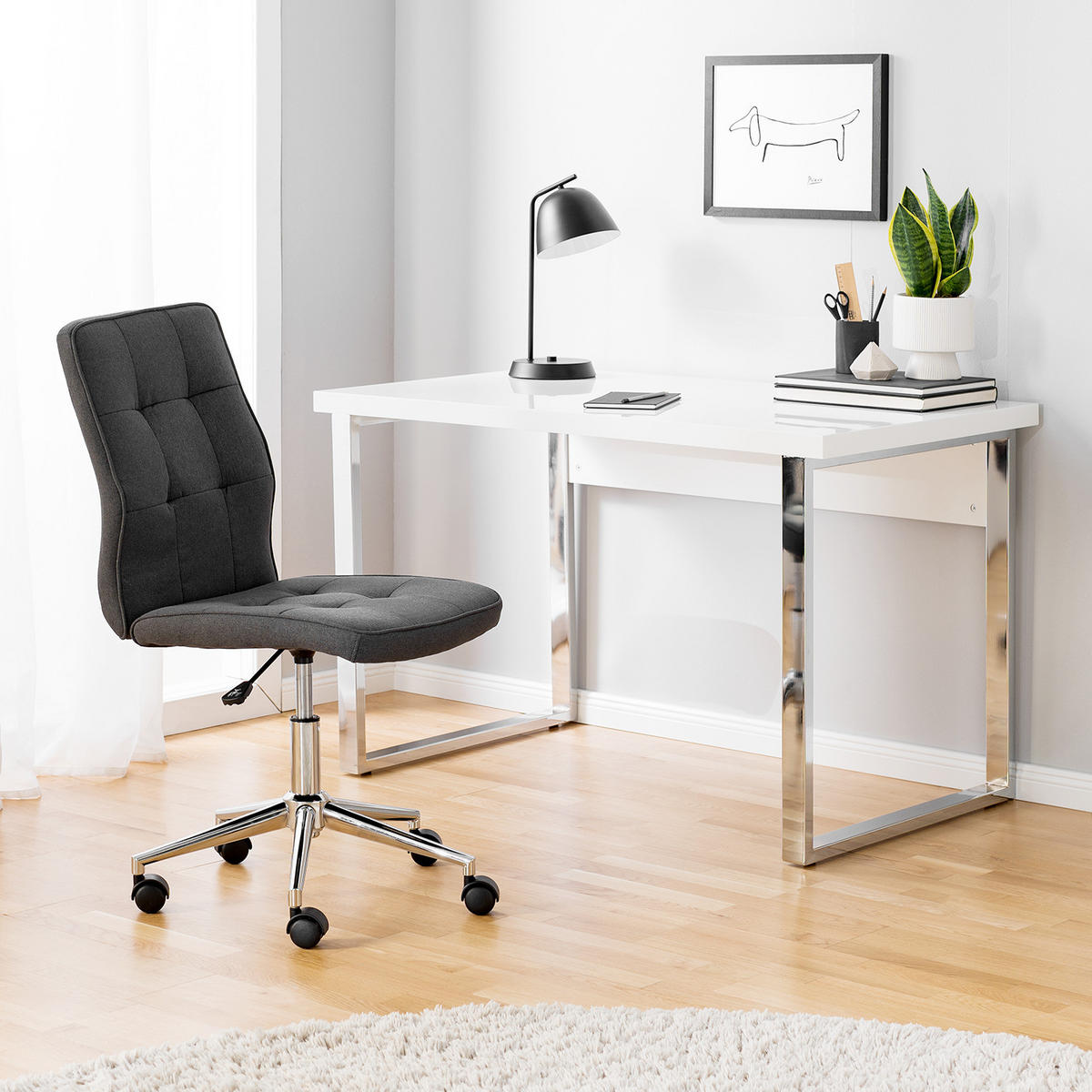 BÜROSTUHL - Metall / Textil - Grau, Textil/Metall (46/91/62cm) - home24