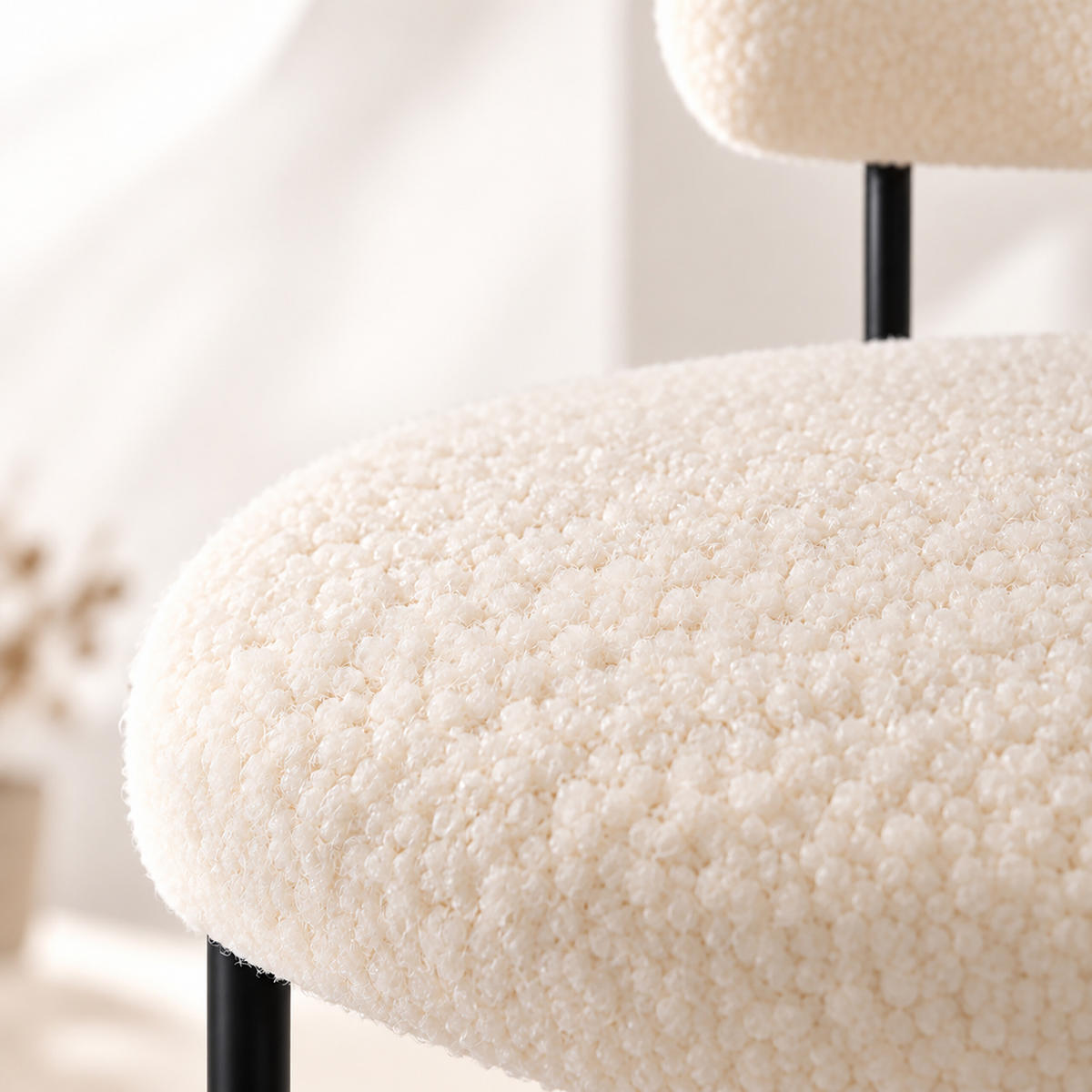 ŽIDLE jídelní bílá 4dílná-sada bouclé - bílá, kov/textil (49/76/46cm) - Relaxdays