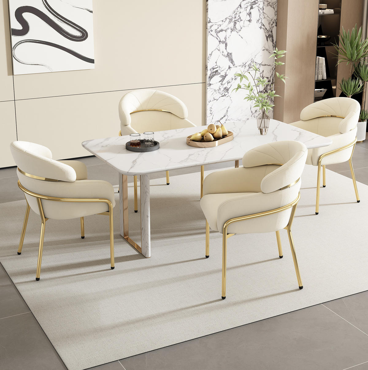 ESSZIMMERSTUHL Samt Beige Metallbeine 2er-Set - Beige, Metall (53.1/79/53cm) - Meubliv