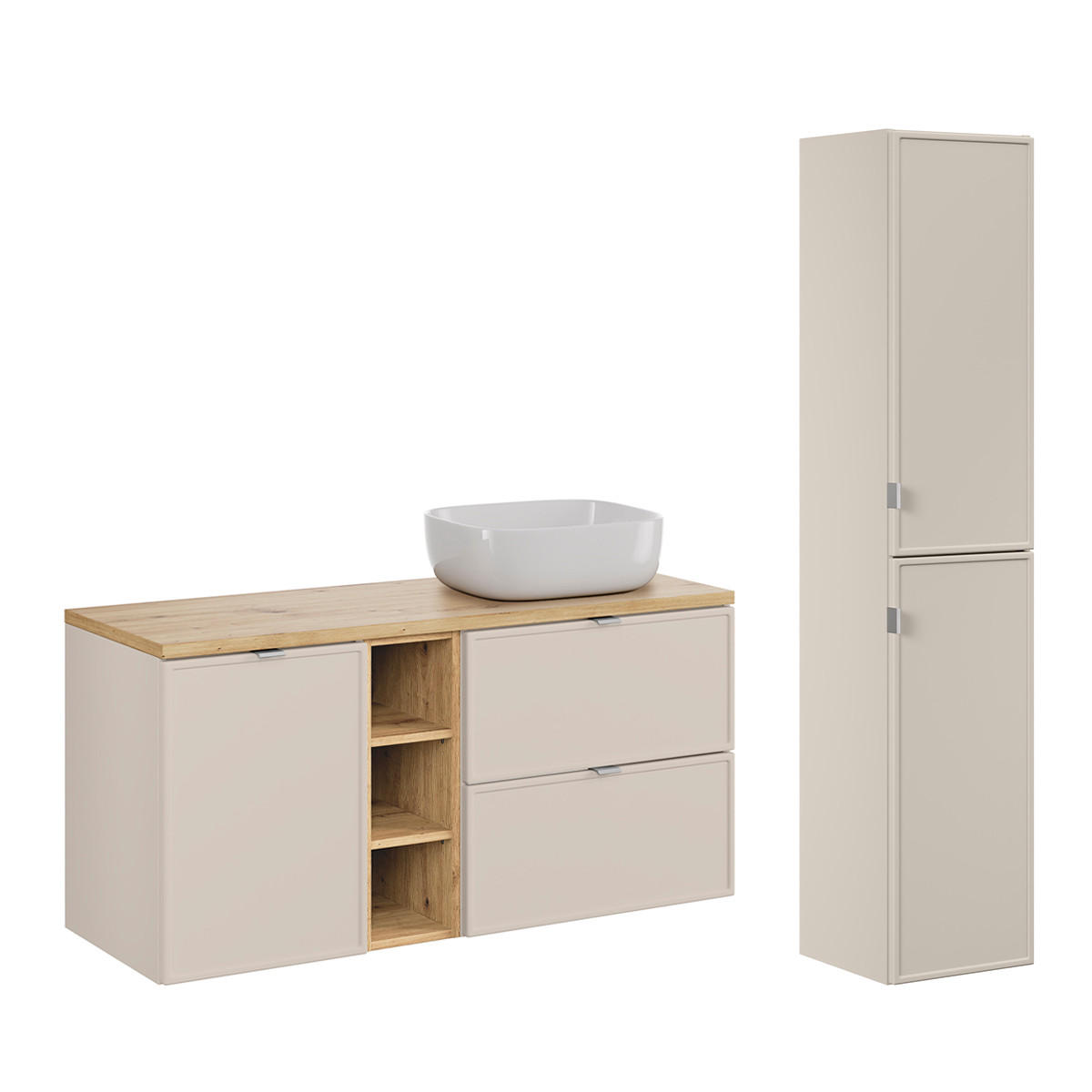 KOUPELNOVÝ NÁBYTEK 120.6cm Alba 2er-Set Kašmír - béžová, kompozitní dřevo (120.6/59/46cm) - Petits-meubles