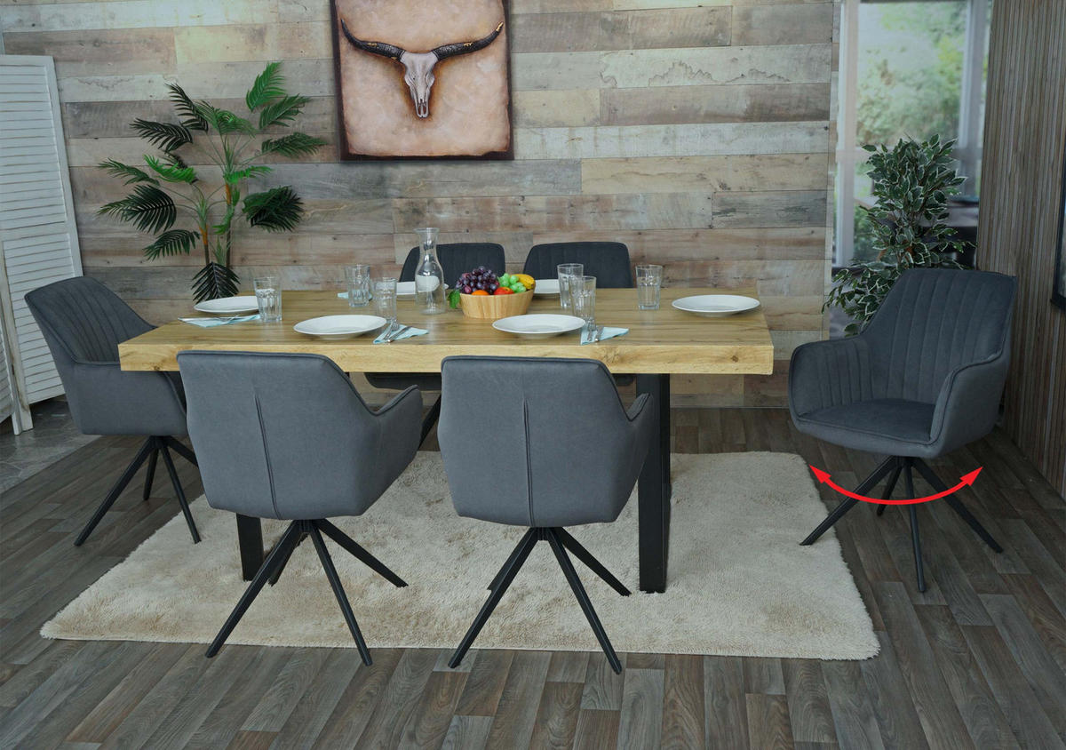 ESSZIMMERSTUHL Anthrazit 6er-Set - Anthrazit, Textil (58/87/55cm) - MCW