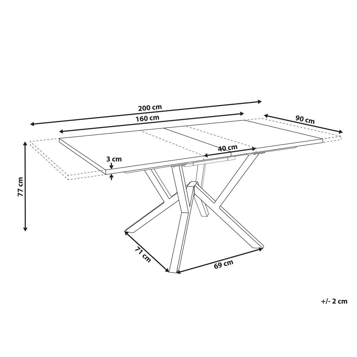 JÍDELNÍ STŮL vysunovací Světle hnědý 160-200/90 cm Ansell - světle hnědá, kompozitní dřevo (160/90/77cm) - Beliani