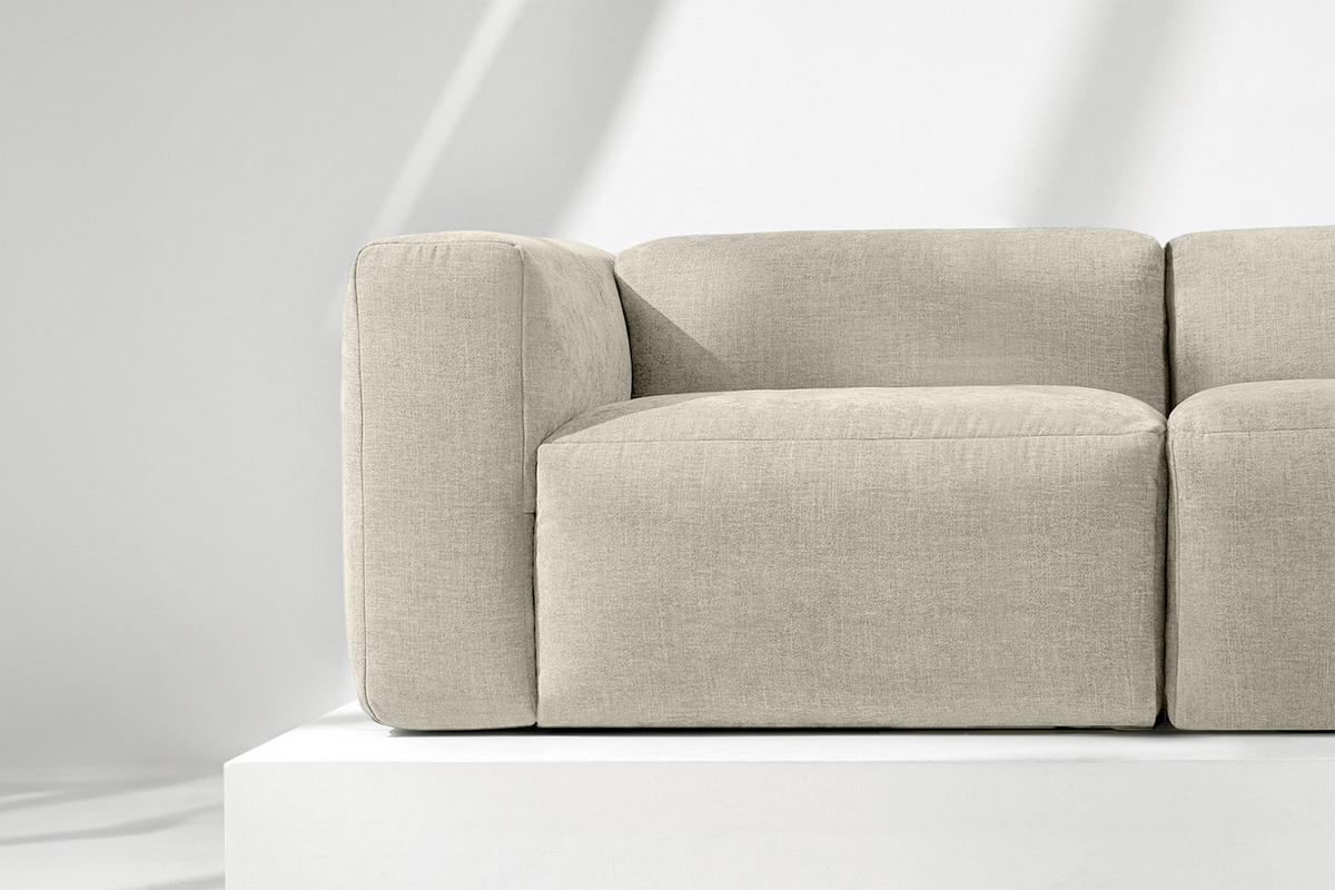 2,5-SITZER-MODULSOFA BUFFO mit extrem weicher und bequemer Sitzfläche, Gewebestoff, ecru - Ecru, Textil (250/73/96cm) - KONSIMO®
