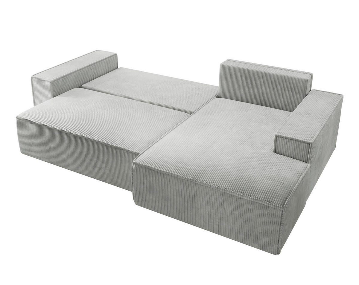 ECKSOFA Farese Hellgrau Cordbezug - Hellgrau/Schwarz, Kunststoff/Textil (267/167cm) - Selsey