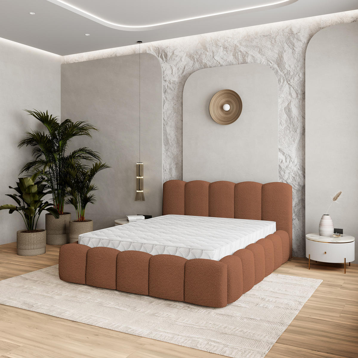 POLSTERBETT FALINA 160x200 cm mit Bettkästen - Kupferfarben - Kupferfarben, Holz (160/200cm) - MASSENO