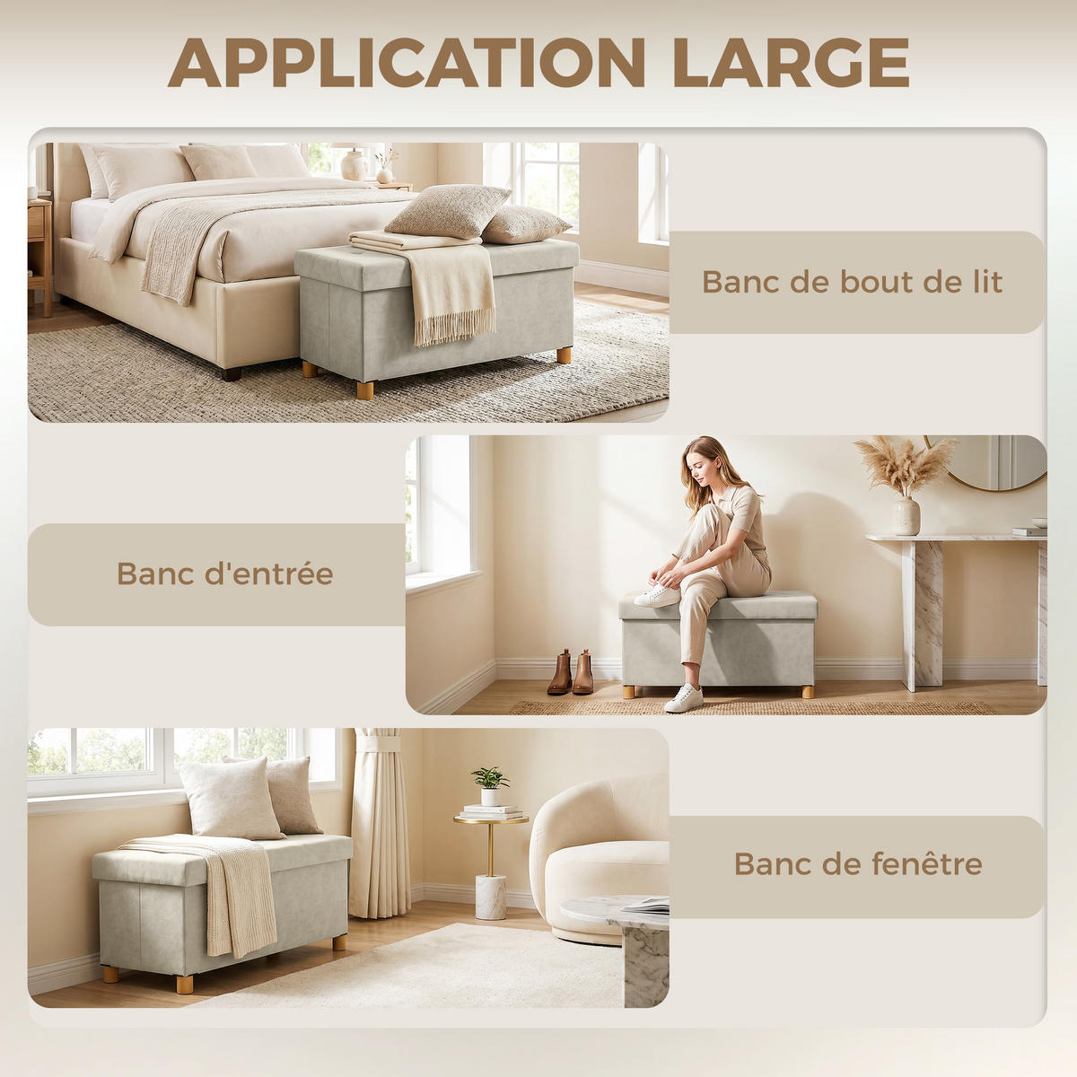 TRUHENBANK DE-16446 klappbar mit Stauraum Creme - Creme, Textil (76/38/38cm) - ComfortXL