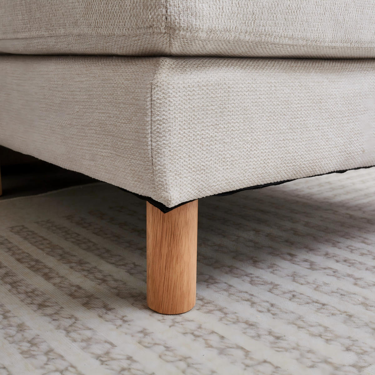 ECKSOFA Hocker Polyester 235x152cm Beige Taschenfederkern Holzfüße - Beige, Textil (152/235cm) - Raelunyi