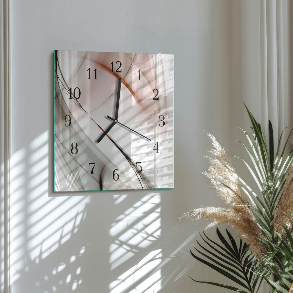 WANDUHR 30x30 cm - Abstraktion - Braun, Glas (30/30/0.4cm) - TULUP