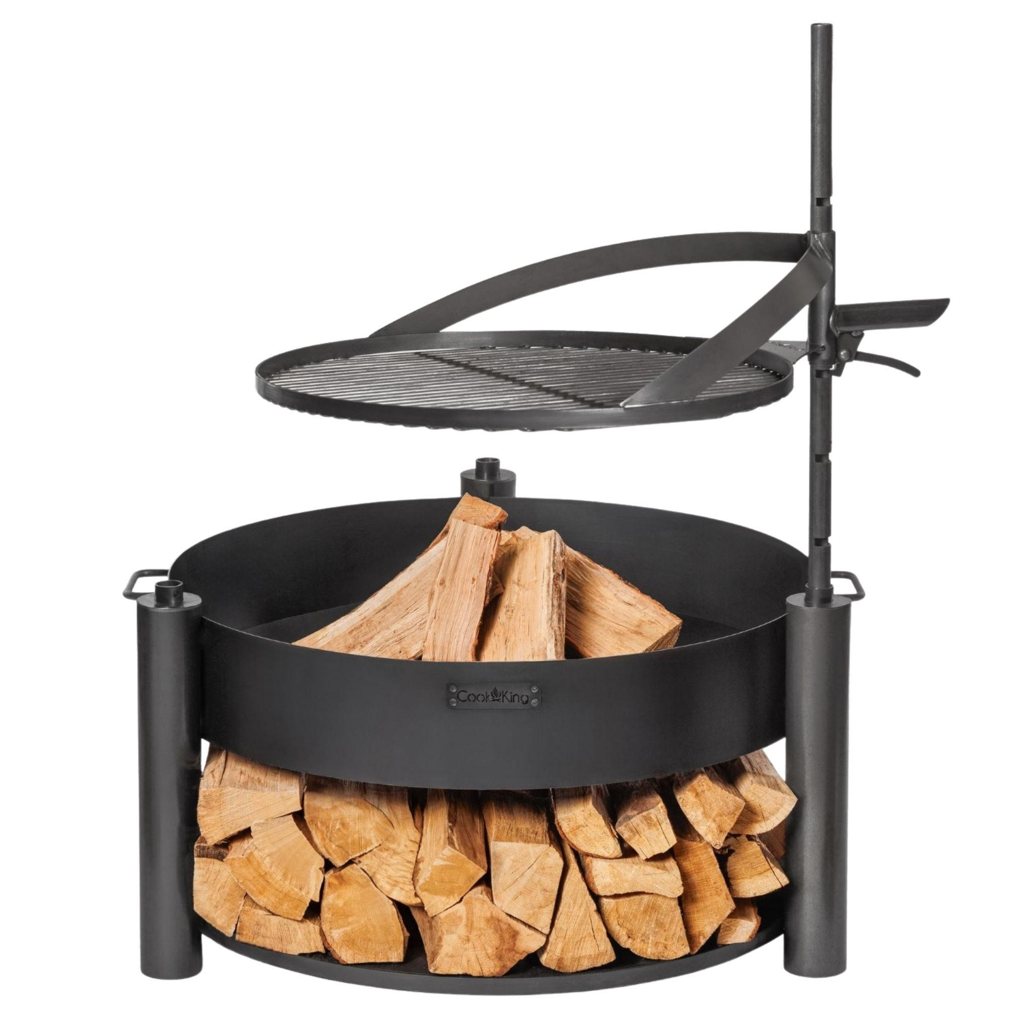 FEUERSCHALE-SET Washington Stahl Ø 80 cm mit Grillrost Ø 60 cm - Schwarz, Metall (80/110/80cm) - Mr. Deko