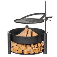 FEUERSCHALE-SET Washington Stahl Ø 80 cm mit Grillrost Ø 60 cm - Schwarz, Metall (80/110/80cm) - Mr. Deko