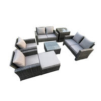 GARTENSOFA Hohe Rückenlehne Polyrattan Dunkelgrau 7-Sitzer - Dunkelgrau, Metall - Fimous