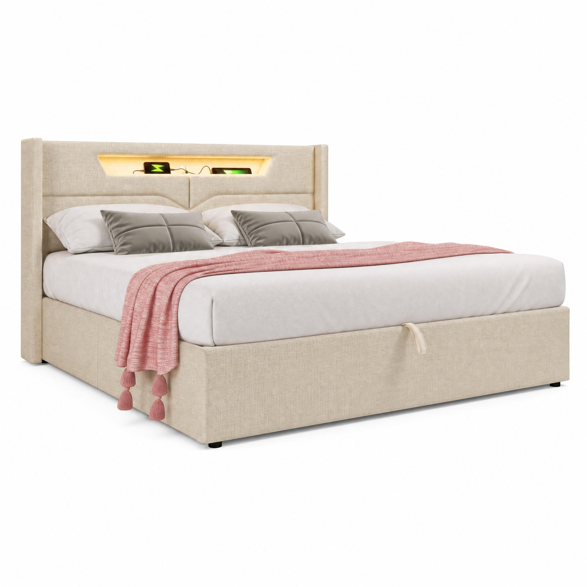 Meubliv Polsterbett Beige 160x200 cm