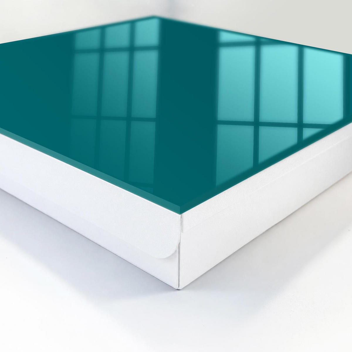 SCHLÜSSELBOX Weiß 30x30 cm – Türöffnung nach rechts - Dunkeltürkis - Türkis, Metall (30/30/5cm) - TULUP