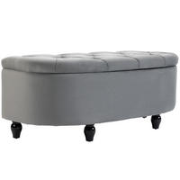 TRUHENBANK DE-07117 Samtoptik, Soft-Close Deckel Dunkelgrau - Dunkelgrau, Holz/Textil (46/42/120cm) - ComfortXL