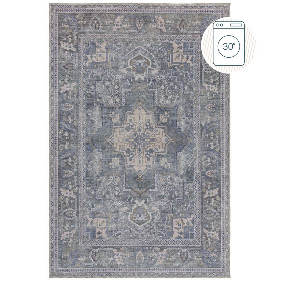 TEPPICH maschinenwaschbar Vintage-Design, recycelt HALD, Türkis 200x290 cm - Türkis, Textil (200/290cm) - KADIMA DESIGN