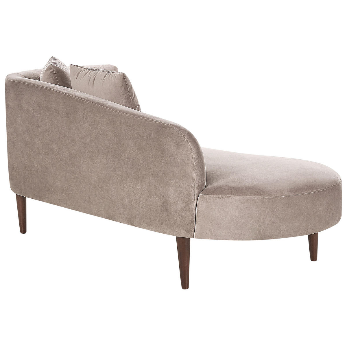 CHAISELONGUE Samtstoff taupe rechtsseitig Chaumont - Dunkelbraun/Beige, Textil (168/75/74cm) - Beliani