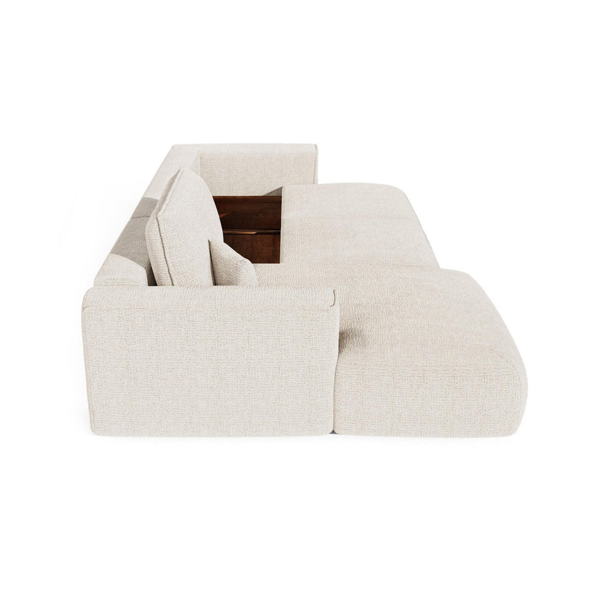 LINKSECK-SCHLAFSOFA mit Stauraum COMO Köpergewebe mit weichem Griff Creme 297cm - Creme, Textil (297/167cm) - Premium Interiors