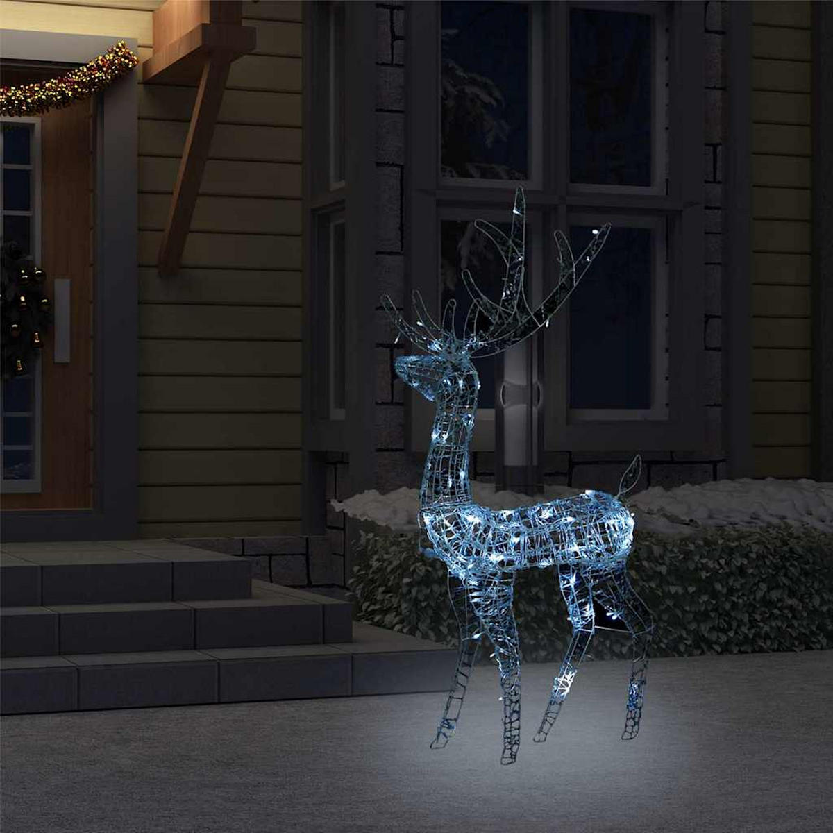 WEIHNACHTSDEKORATION Rentier Acryl 140 Leds 128 Cm Kaltweiss - Weiß, Kunststoff (41/120/70cm) - vidaXL