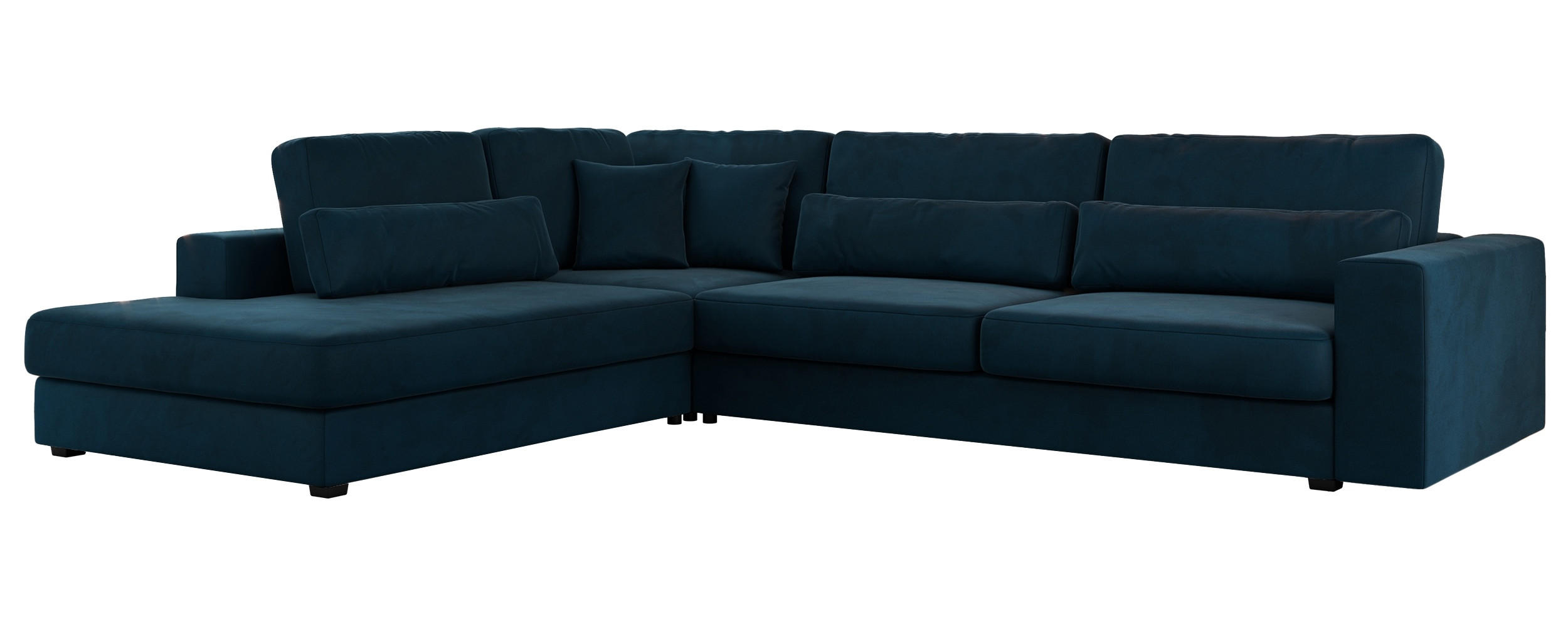 ECKSOFA Savona Dunkelblau Velvet - links - Schwarz/Dunkelblau, Kunststoff/Textil (316/249cm) - MKS