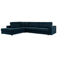 ECKSOFA Savona Dunkelblau Velvet - links - Schwarz/Dunkelblau, Kunststoff/Textil (316/249cm) - MKS