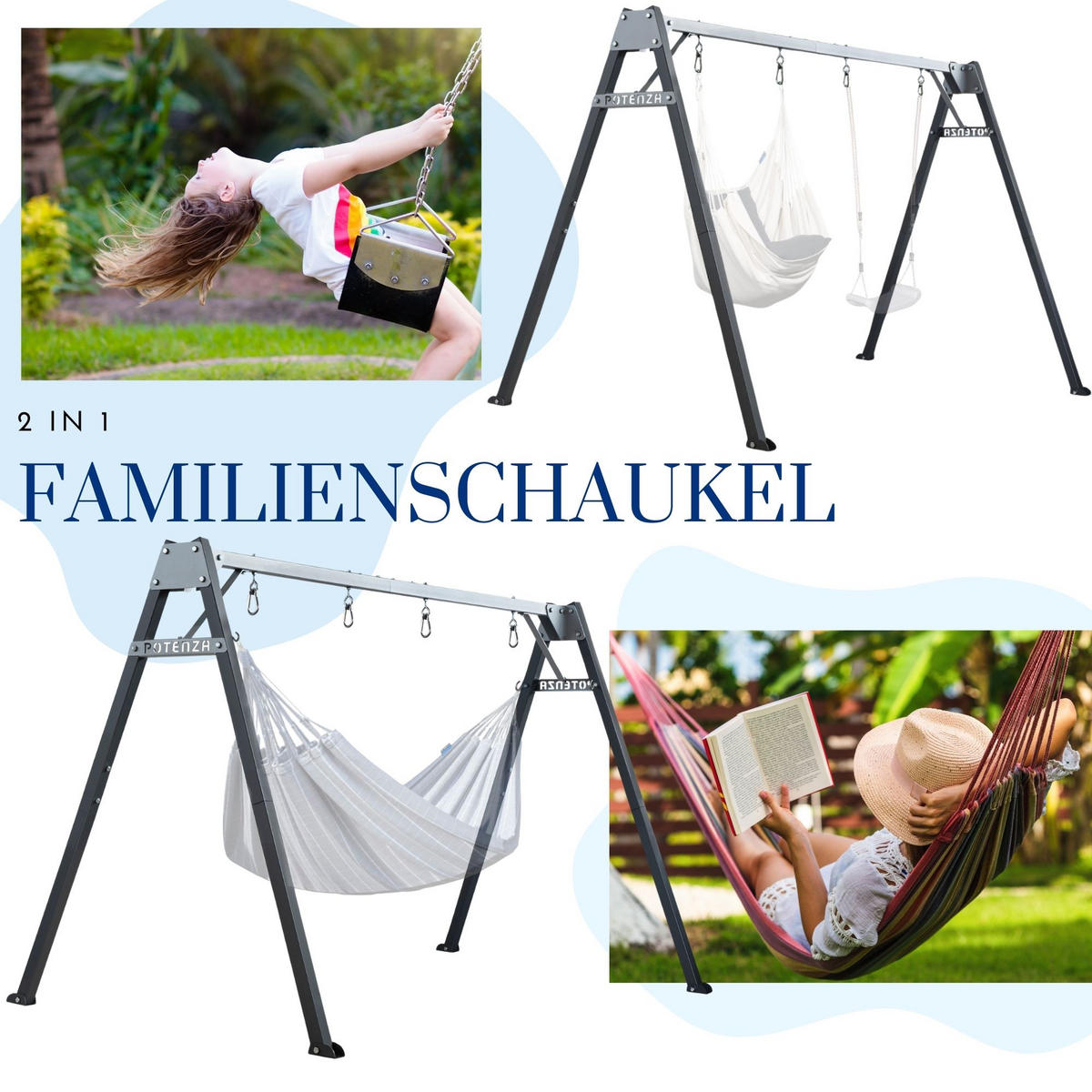 KINDERSCHAUKEL feuerverzinktes Schaukelgestell Doppel - Grün, Metall (250/173cm) - Potenza