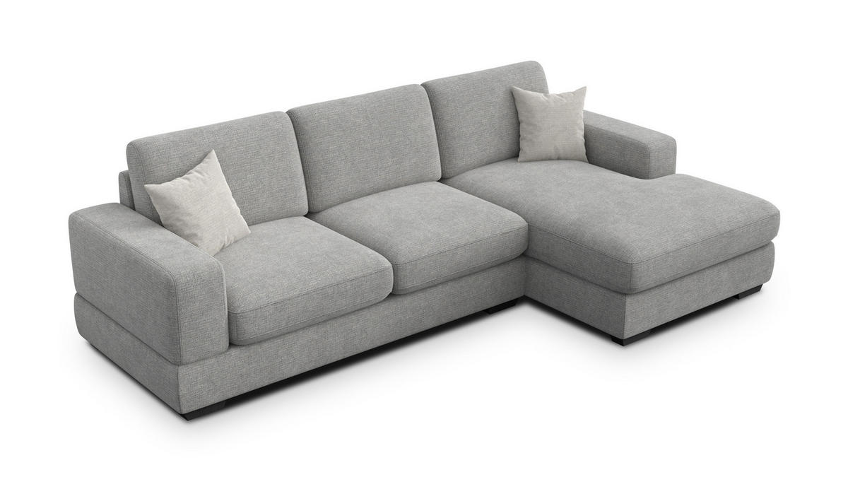 ECKSOFA OTTO 4-Sitzer, grau - Schwarz/Grau, Holz/Textil (279/159cm) - Courtois Laville