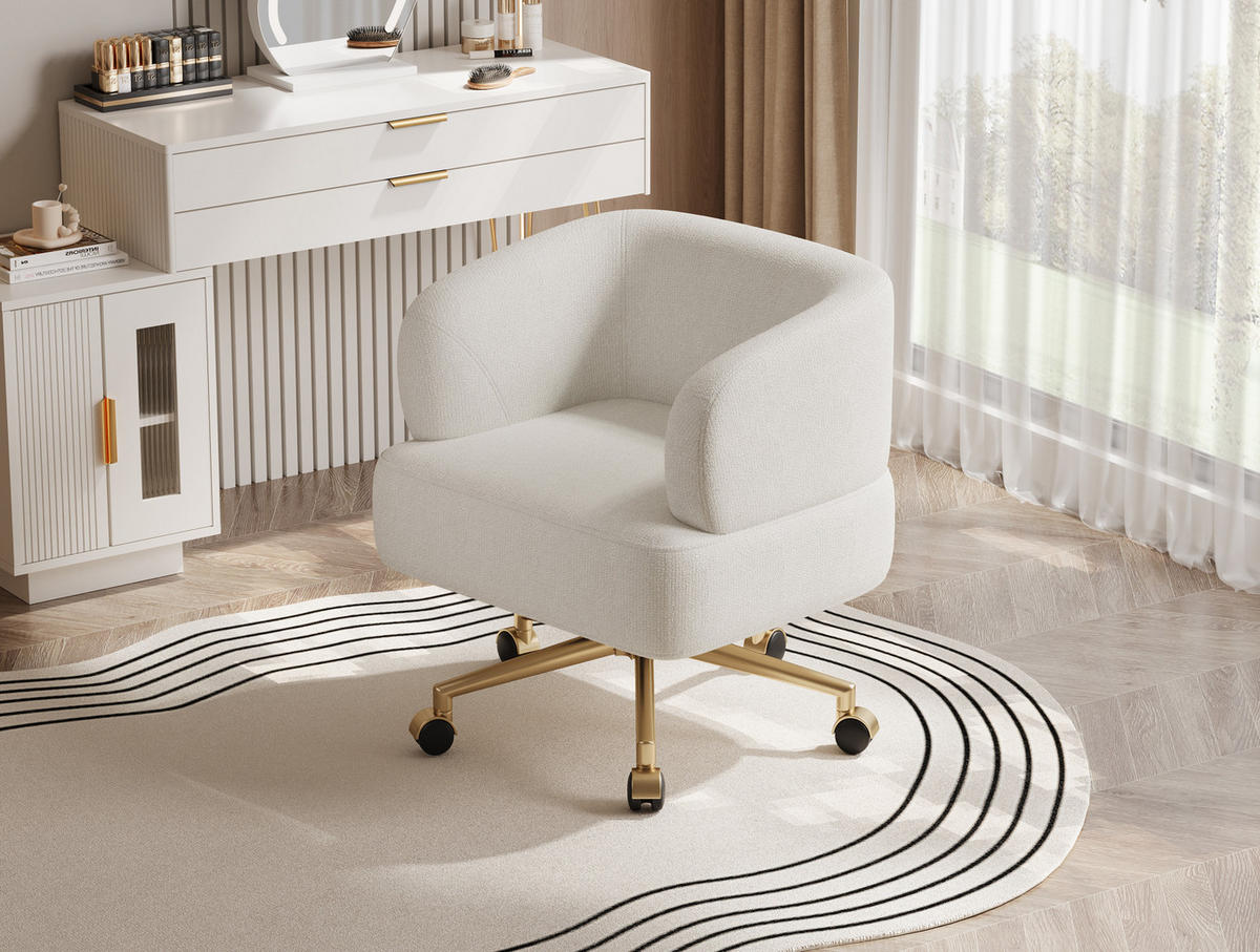 DREHSTUHL Chenille mit 360°-Drehung, Rollen 71/60/71 cm Beige - Beige, Textil (60/71/71cm) - Redom