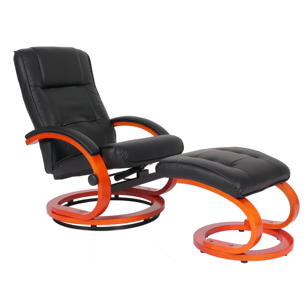 RELAXSESSEL MIT HOCKER Schwarz - Schwarz, Textil (66/104/89cm) - MCW