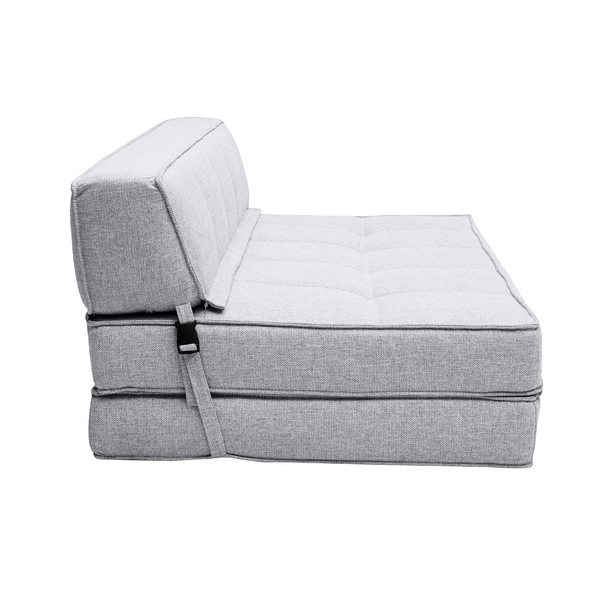 2-SITZER Schlafsessel Hellgrauer Stoff KATY - Hellgrau, Textil (81/51/132cm) - Miliboo