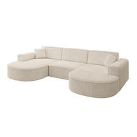 WOHNLANDSCHAFT MARI-U1 - 295x163x73,5 cm Beige Cord - Beige/Schwarz, Holzwerkstoff/Kunststoff (295/73.5/163cm) - ALTDECOR