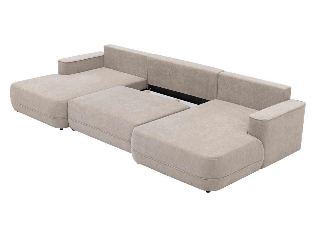 WOHNLANDSCHAFT Fuego U - Creme/Schwarz, Holz/Kunststoff (364/87/168cm) - MIRJAN24